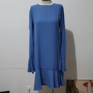 Goldspark Chic Long Sleeve Blue Dress
